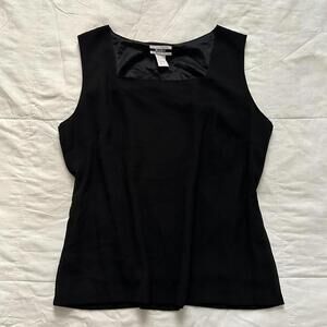 Vintage Black sleeveless blouse with chain charm back belt detailing Size XL